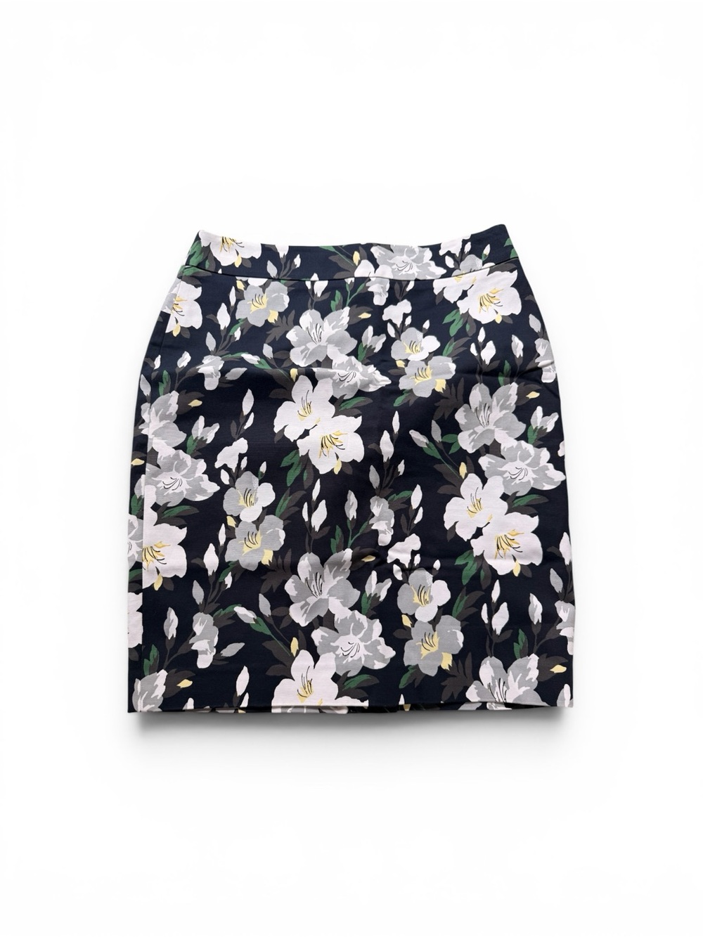 Ann Taylor Factory Black Floral Pencil Skirt with White Blooms